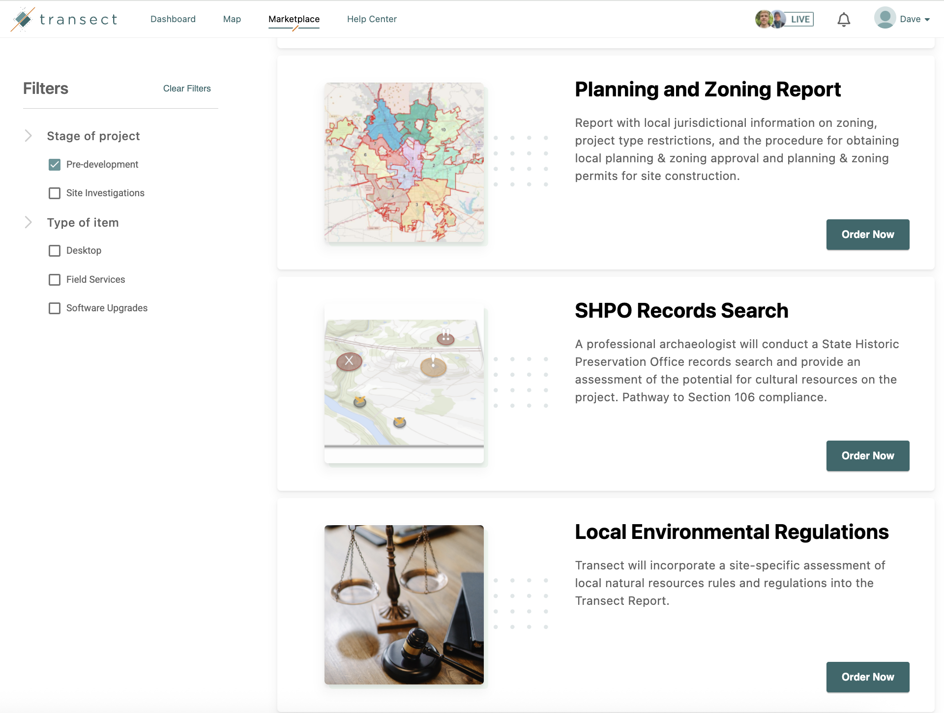 Transect Services Marketplace