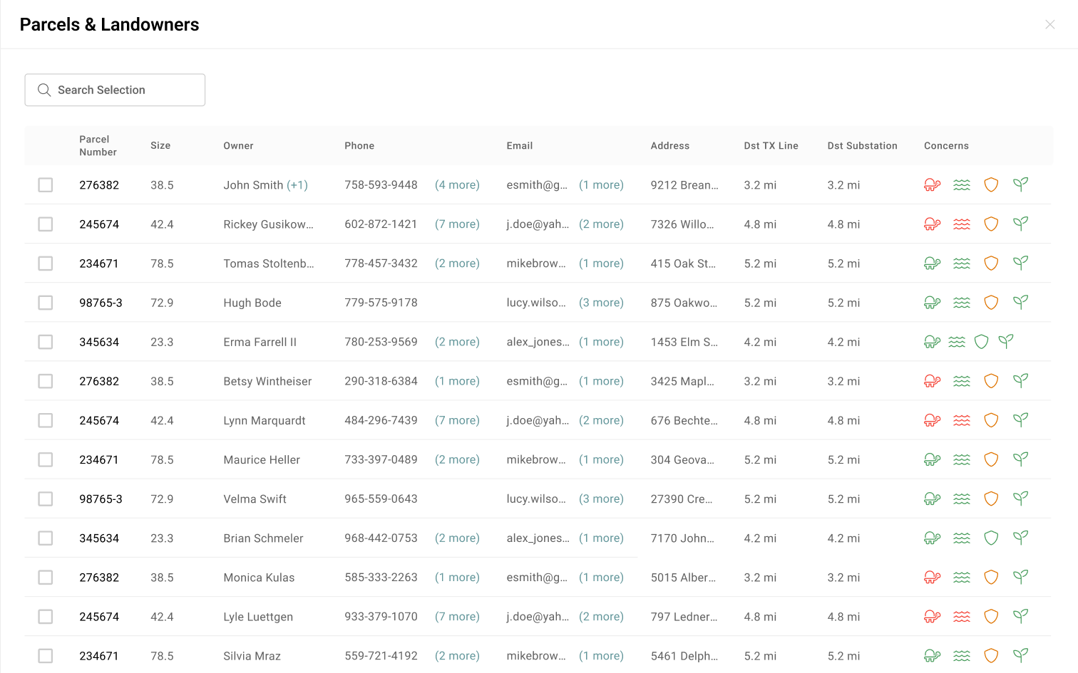 Find landowner contact information for wind projects