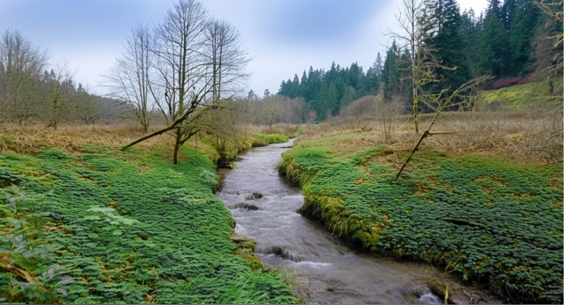 ghost water flowing through project site 